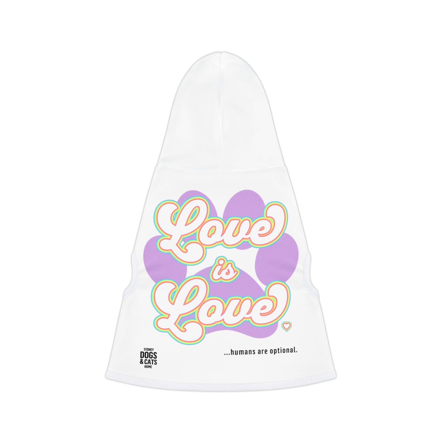 "Love is Love" Rainbow Paw Print Dog & Cat Hoodie
