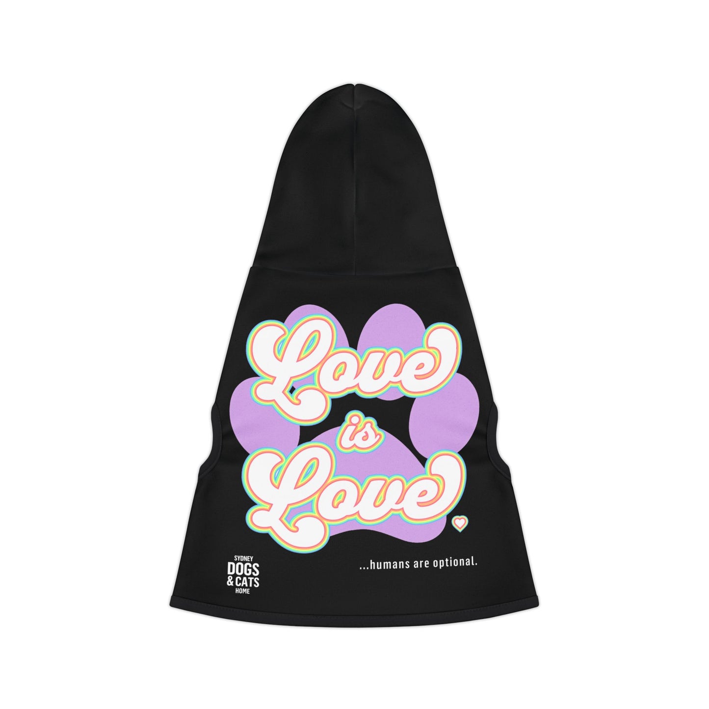 "Love is Love" Rainbow Paw Print Dog & Cat Hoodie