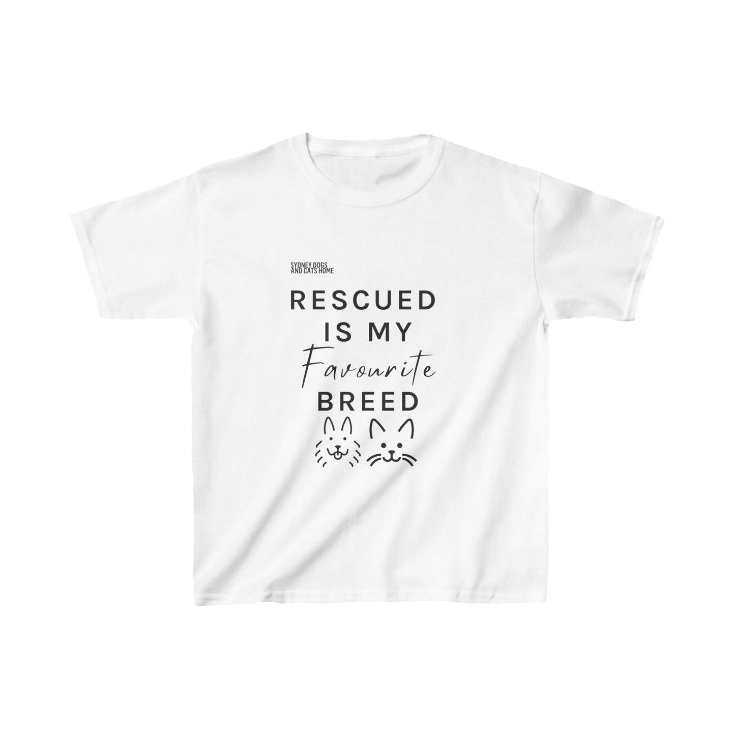 Rescued is My Favourite Breed Dog & Cat - Kids T-Shirt