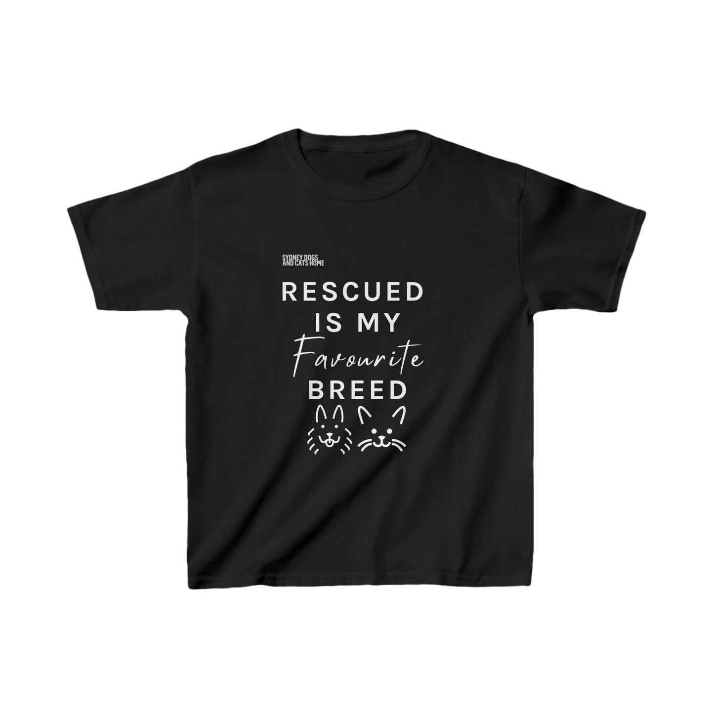 Rescued is My Favourite Breed Dog & Cat - Kids T-Shirt