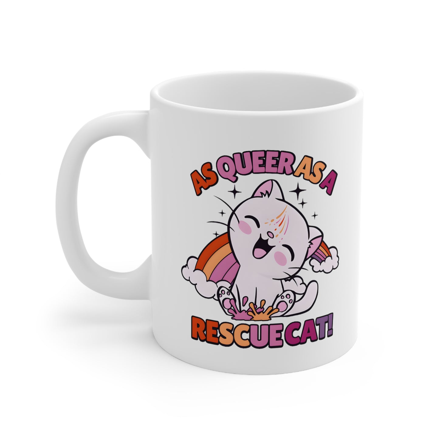 As Queer As A Rescue Cat Pride Mug
